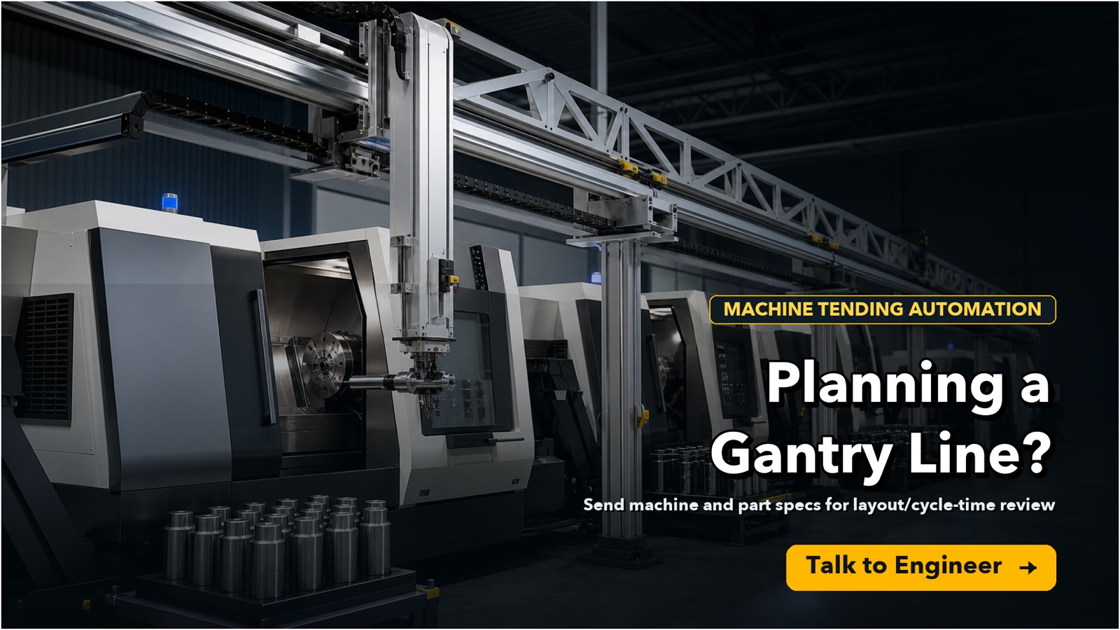Planning a gantry line for CNC machine tending automation